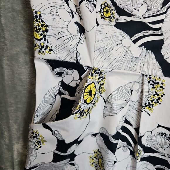 D By Y Ltd Sz 10 Black Yellow White  Dress fit and flare cotton sleeveless - Picture 8 of 12